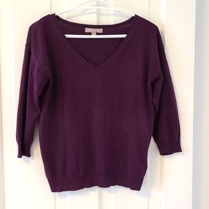 Banana republic purple 3/4 length sleeve silk blend sweater size small